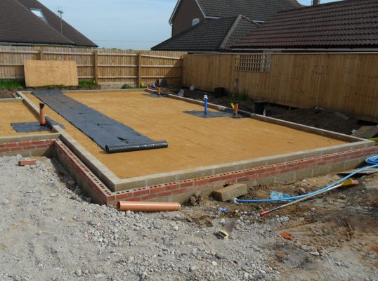 Foundations and drainage installation for new build house in Woolpit